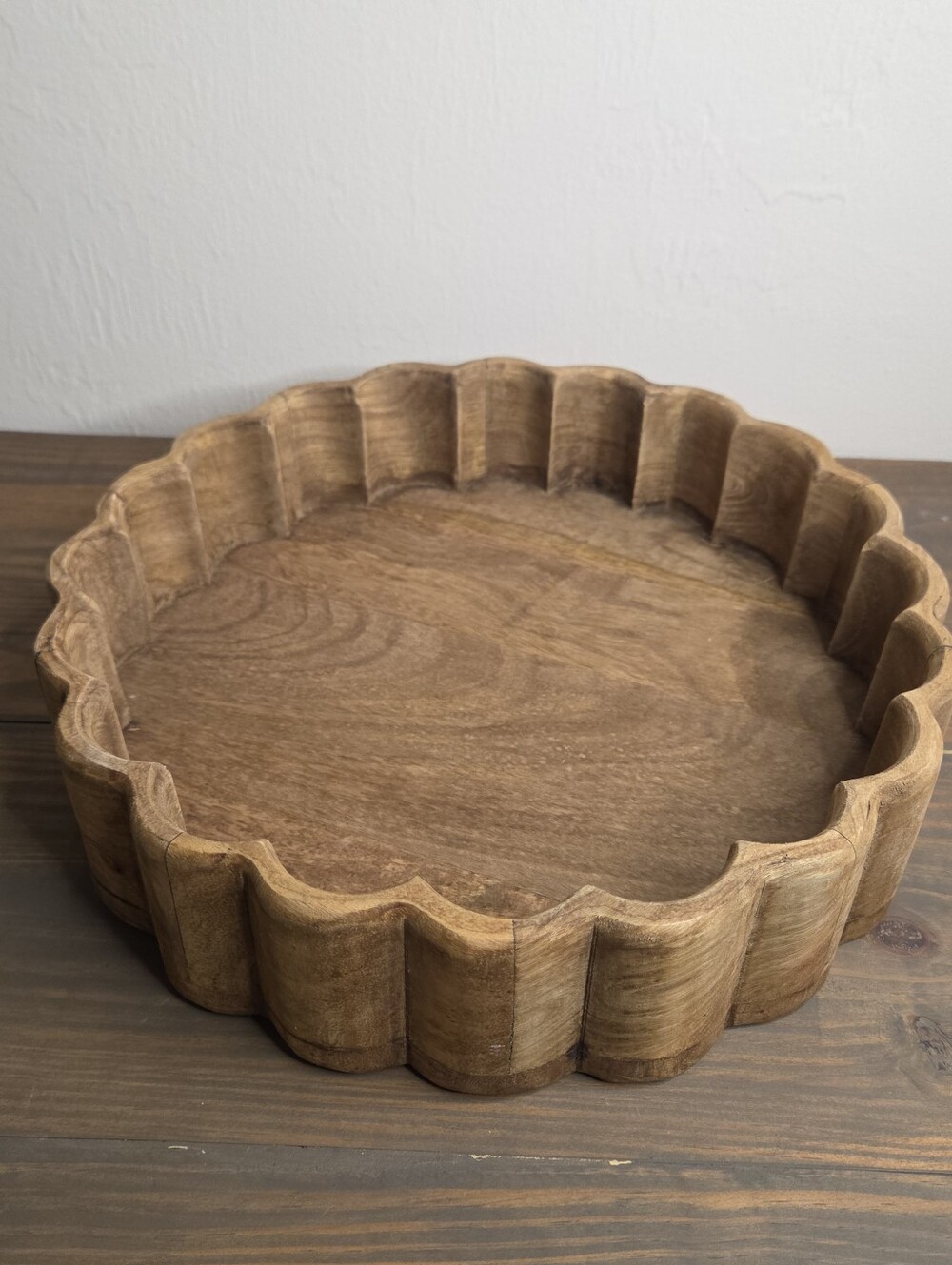 Magnolia Wood Scalloped Tray Farmhouse Look Kitchen